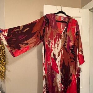 Natori Pink and Red Patterned Dress